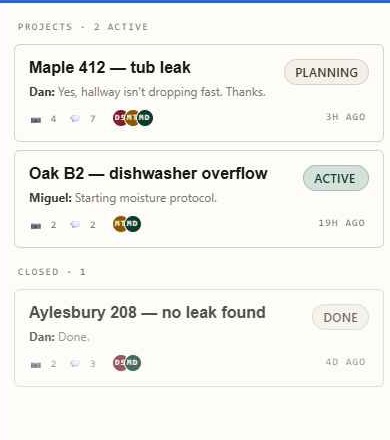 Maintenance portal — mobile work-order board
